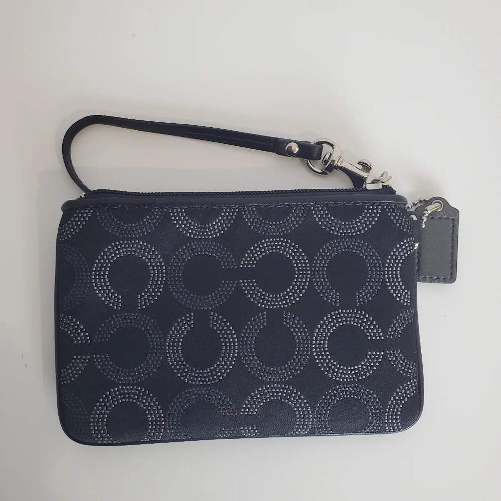 COACH Black Signature Wristlet Pouch